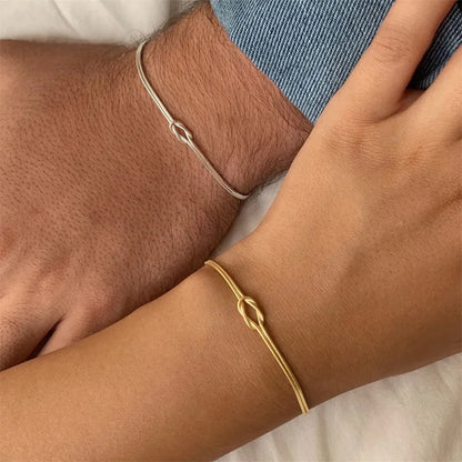 New A-Z Love Knot Bracelets with Gold Dainty Snake Chain Jewelry for Couples