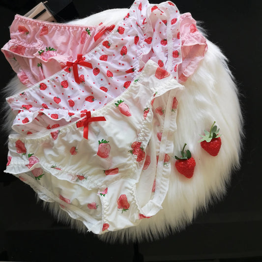 Cute Strawberry School Girl Panties – Kawaii Mesh Breathable Briefs