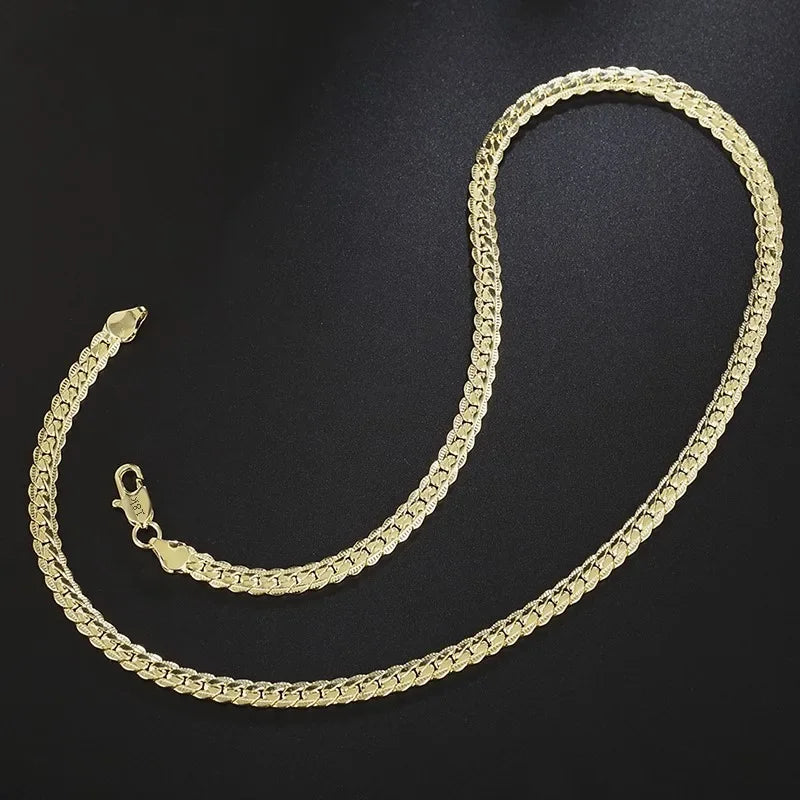 925 Sterling Silver 6MM 18K Gold Figaro Chain Necklace