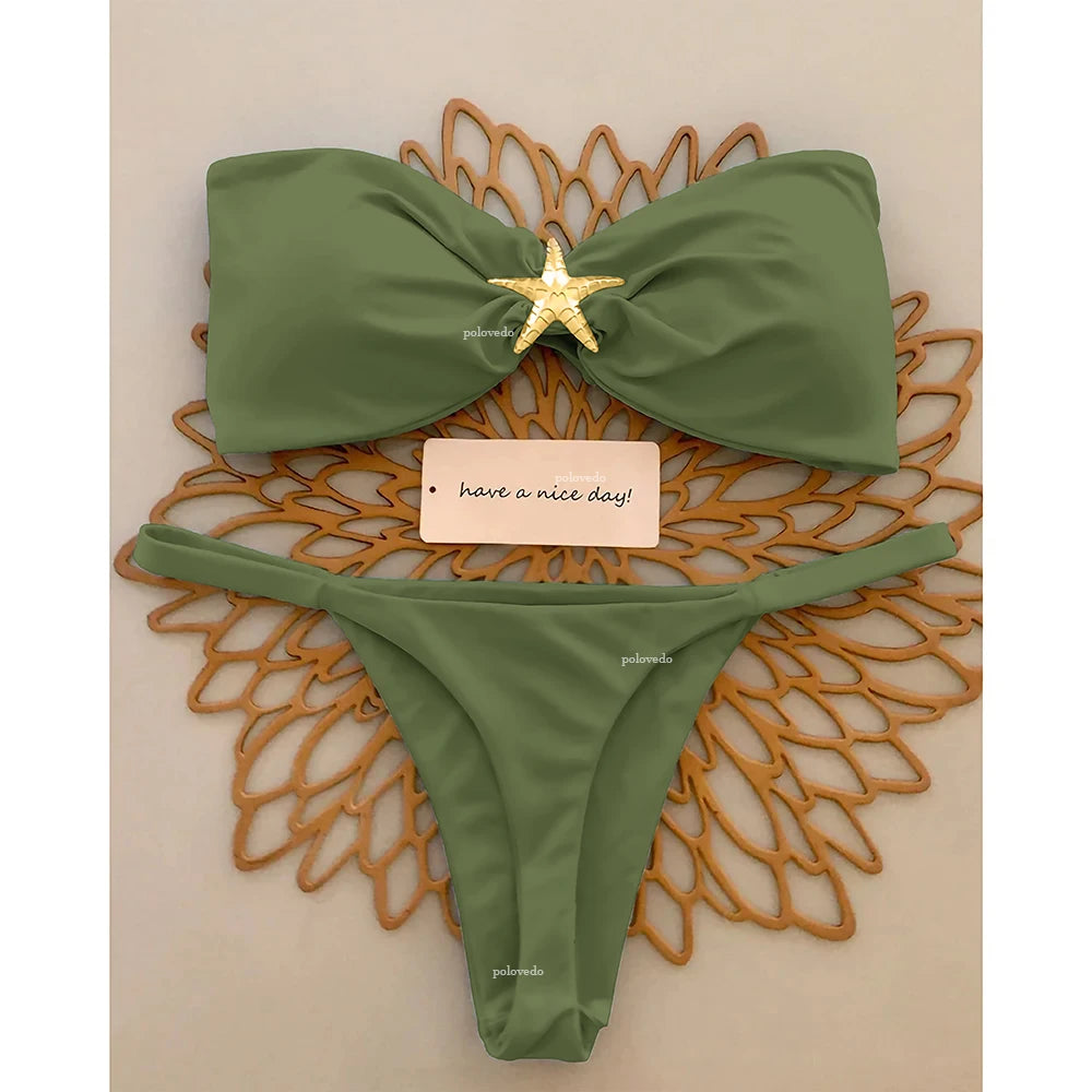 Push-Up Bandeau Bikini Set – Brazilian Micro Swimsuit