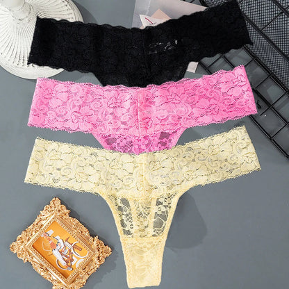 Lace Floral Women Panties Low Waist Breathable Briefs Female Thong Underwear