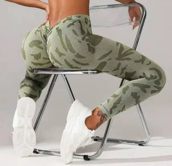 Women’s Butt Lifting Gym Leggings – Scrunch V-Back Workout Pants with Tummy Control