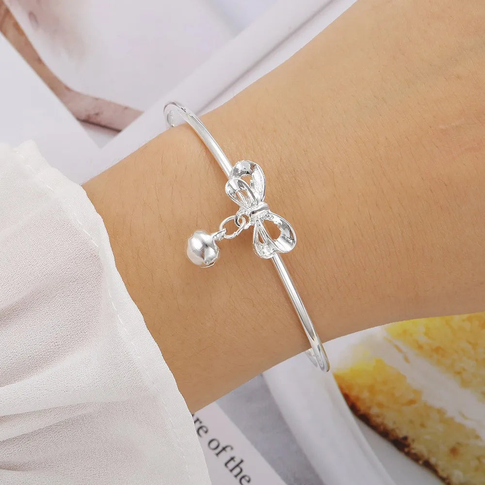 Sparkling Hollow Heart Delicate Eternity Bracelet