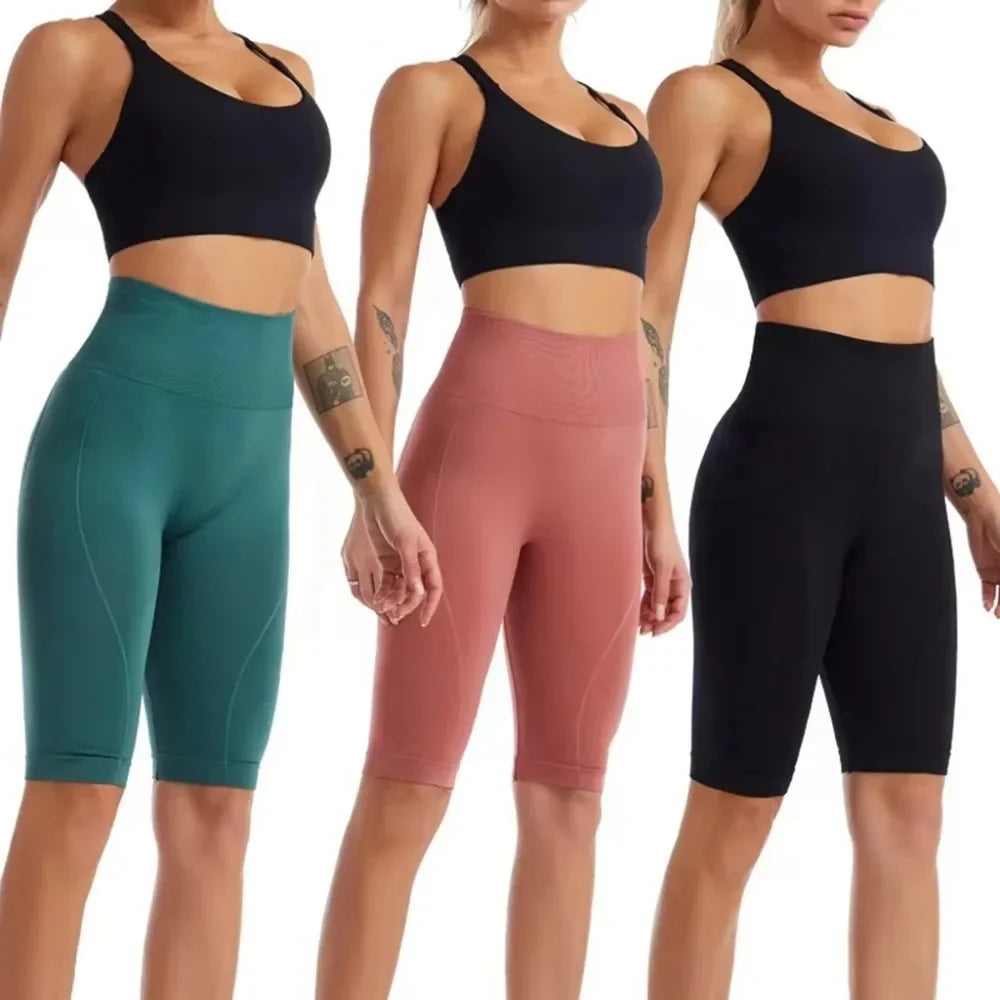 Women’s High Waisted Biker Shorts – Tummy Control, Seamless & Naked Feeling