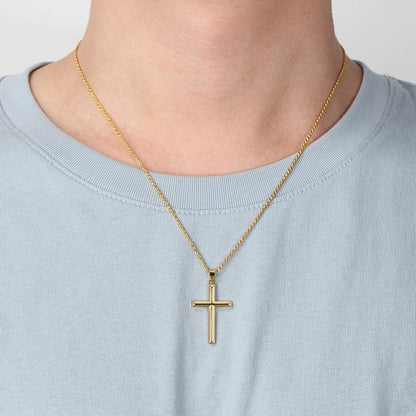 ORSA JEWELS Classic 14K Gold Cross Pendant Necklace in 925 Sterling Silver