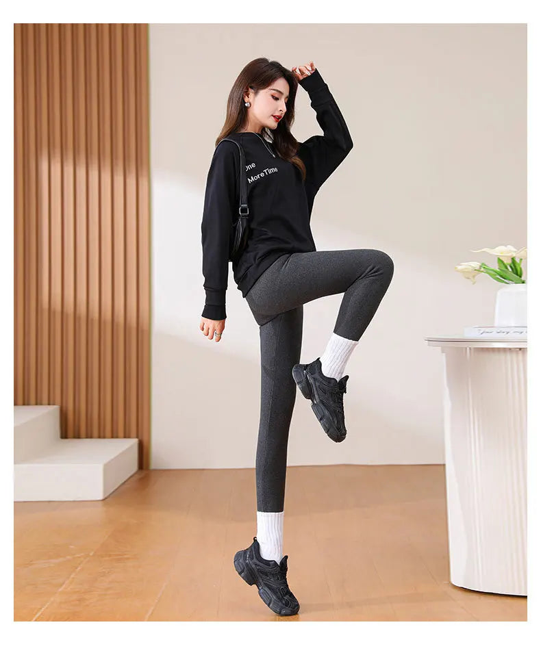 High Waist Warm Tights  Women’s Thick Fleece-Lined Winter Leggings