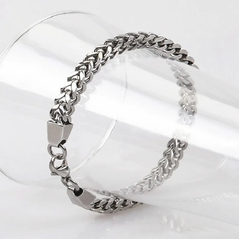 Stainless Steel Cuban Chain Vintage Metal Eternity Bracelet