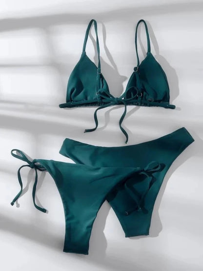 3-Piece Push-Up Bikini Set with 2 Bottoms