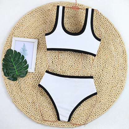 Women’s High Waist Ribbed Bikini Set – Luxury Two-Piece Swimsuit for Summer