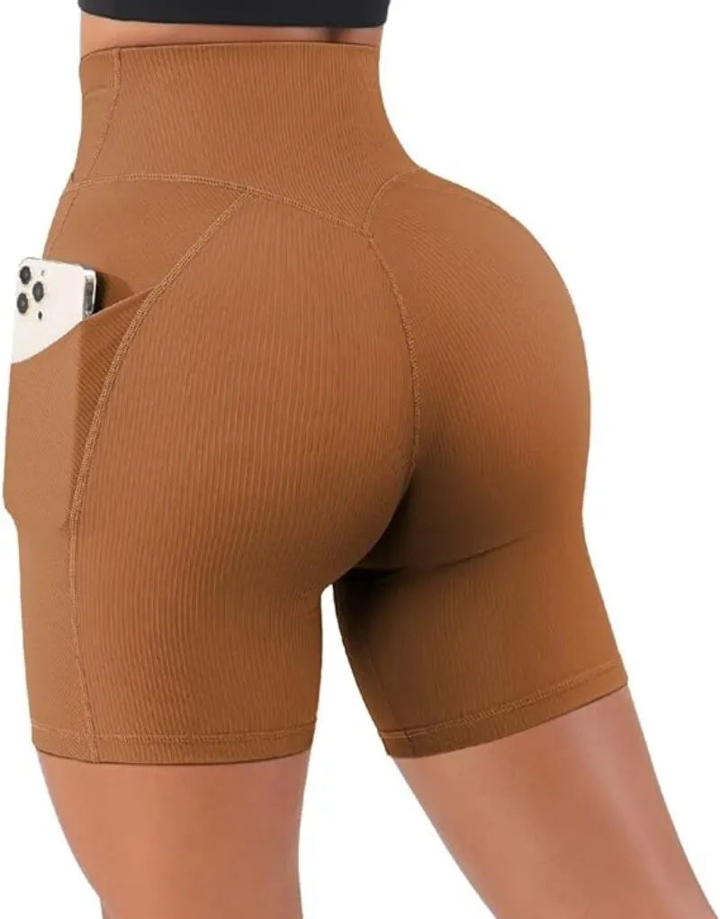 Sports Short Women Cross Workout Yoga Shorts with Pockets – 5" High Waist Biker Shorts