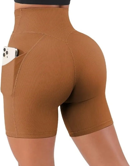 Sports Short Women Cross Workout Yoga Shorts with Pockets – 5" High Waist Biker Shorts