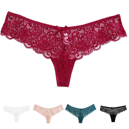 Women Lace Sexy T Pants Low Waist Panties Thong Female Underwear Exquisite Crotchless Shorts Sexy Lace Low-Rise G-String стринги