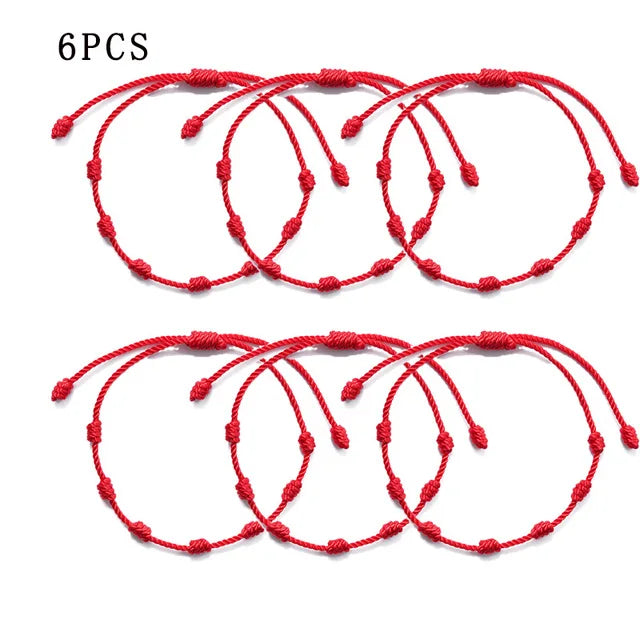 Knot Red String Bracelet for Couples with Handmade Adjustable Good Luck Amulet