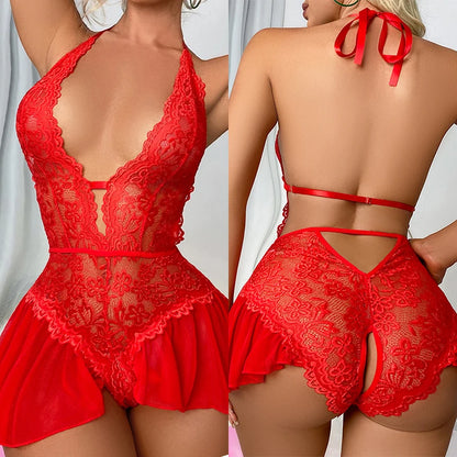 Sexy Lace Babydoll Lingerie Set for Women