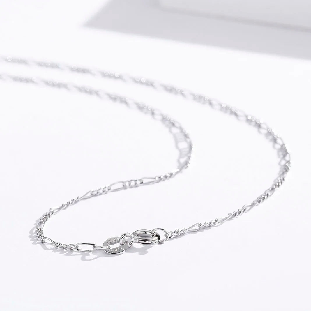 925 Sterling Silver Figaro Chain Choker Necklace - 35cm to 80cm