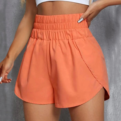 Women's Quick-Dry Side Split Running Shorts – Elastic Waist Yoga Fit
