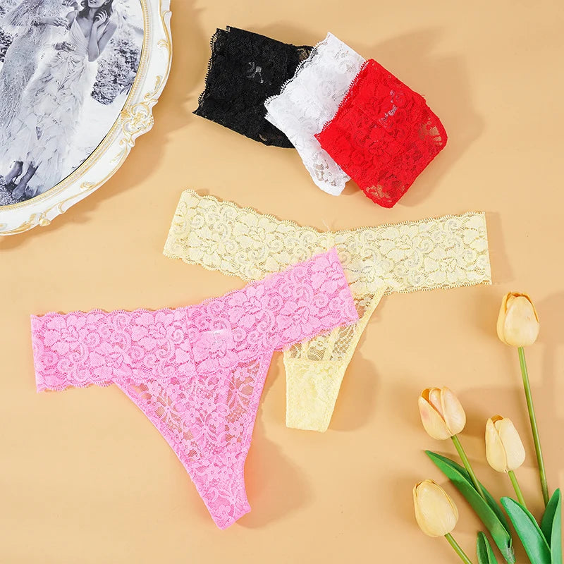 Lace Floral Women Panties Low Waist Breathable Briefs Female Thong Underwear