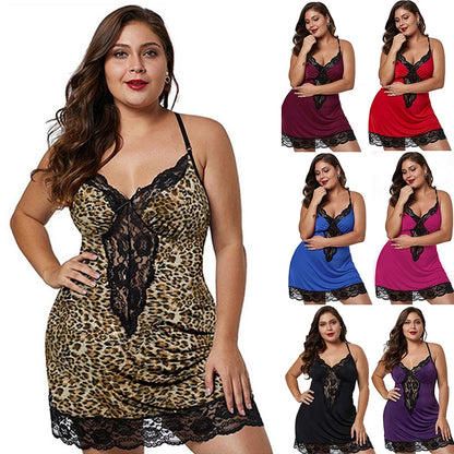 Plus Size Satin & Lace Nightgown Set - Sexy Spaghetti Strap Lingerie