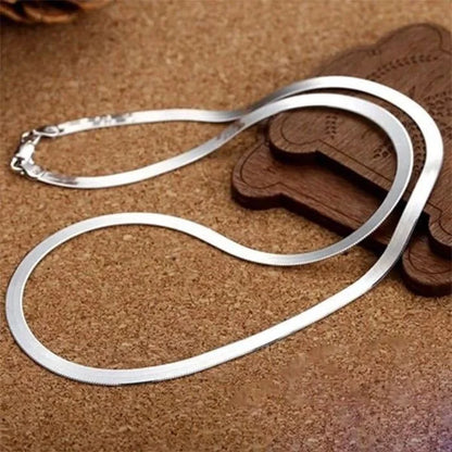 925 Sterling Silver 18K Gold 4MM Flat Chain Necklace for Women