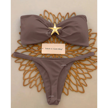 Push-Up Bandeau Bikini Set – Brazilian Micro Swimsuit