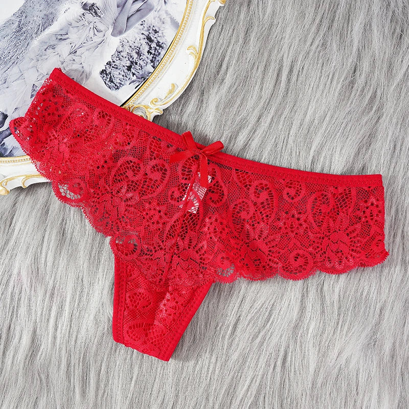 Comfortable & Transparent Women's Lace Thong Low Waist Panties