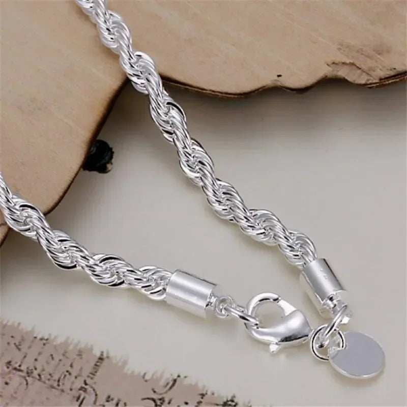 925 Sterling Silver 4MM Twisted Rope Bracelet