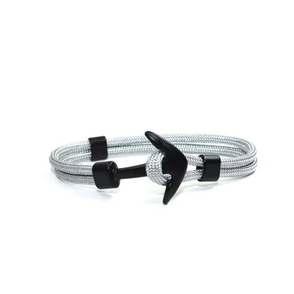 Woven Multilayer Black Anchor Bracelet for Men