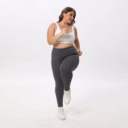 Solid Color High Waist Yoga Leggings for Women – Plus Size Gym & Fitness Pants