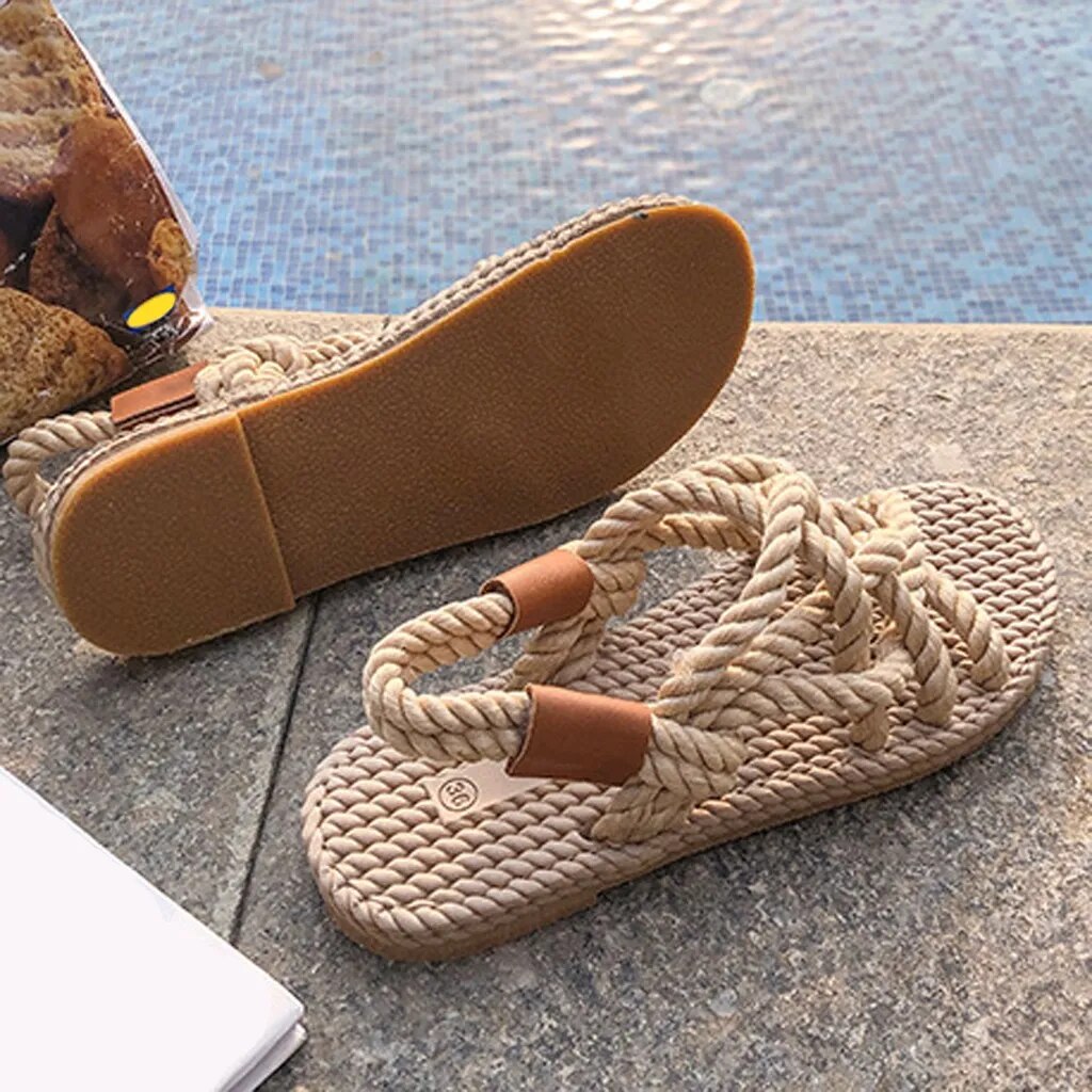 Braided Rope with Traditional Casual Style and Simple Fashion Women's Summer Shoes - BossDeals Online