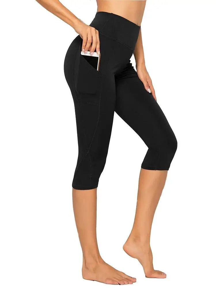 Women’s High-Waist Capri Leggings with Pockets