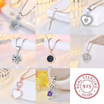 925 Sterling Silver Heart Pendant Necklace with AAA Zircon