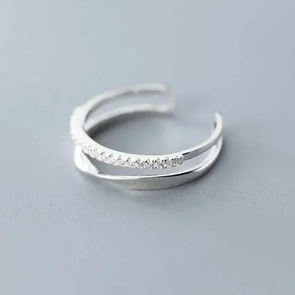 Original 925 Sterling Silver Double Lines Women Finger Rings For Sell