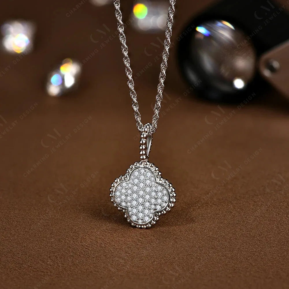 925 Sterling Silver Moissanite Necklace for Women