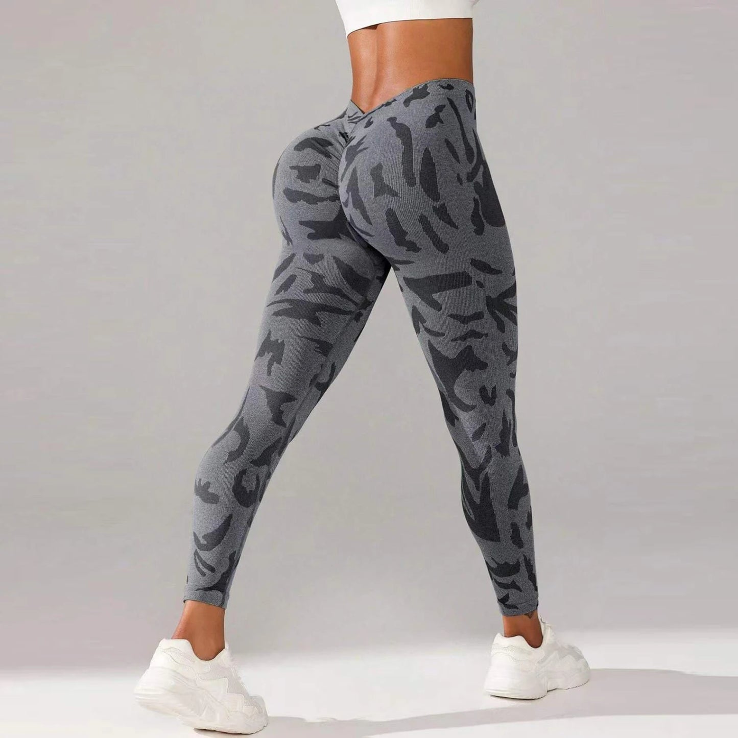 Women’s Butt Lifting Gym Leggings – Scrunch V-Back Workout Pants with Tummy Control
