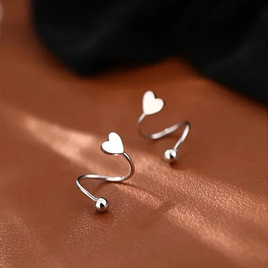 2pcs Stainless Steel Spiral Twisted Stud Earrings, Lip Piercing Heart Star Cartilage Tragus Helix Ear Piercing Jewelry Gifts