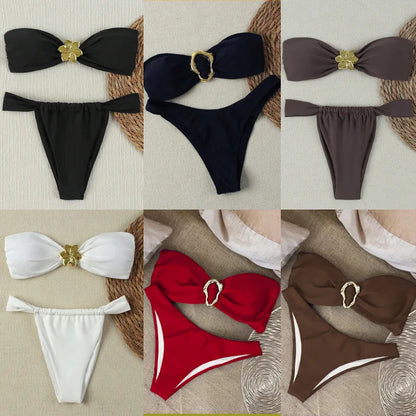 Bandeau Push-Up Brazilian Thong Bikini Set