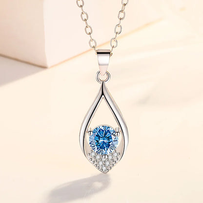 925 Sterling Silver Heart Moon Geometric Necklace