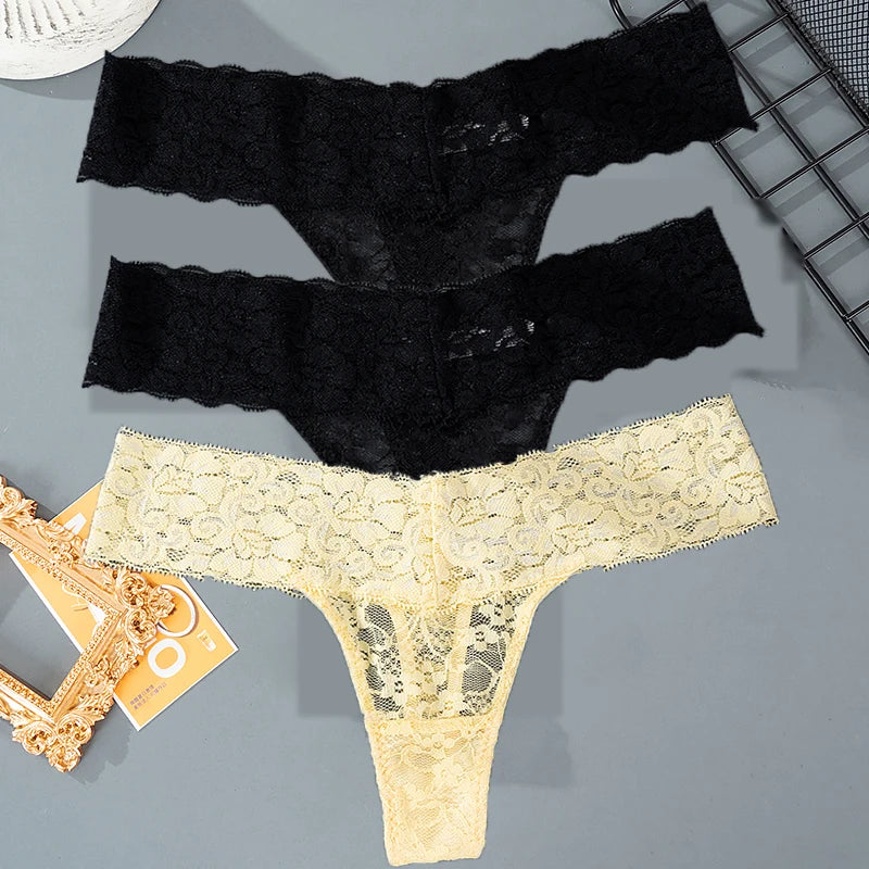 Lace Floral Women Panties Low Waist Breathable Briefs Female Thong Underwear