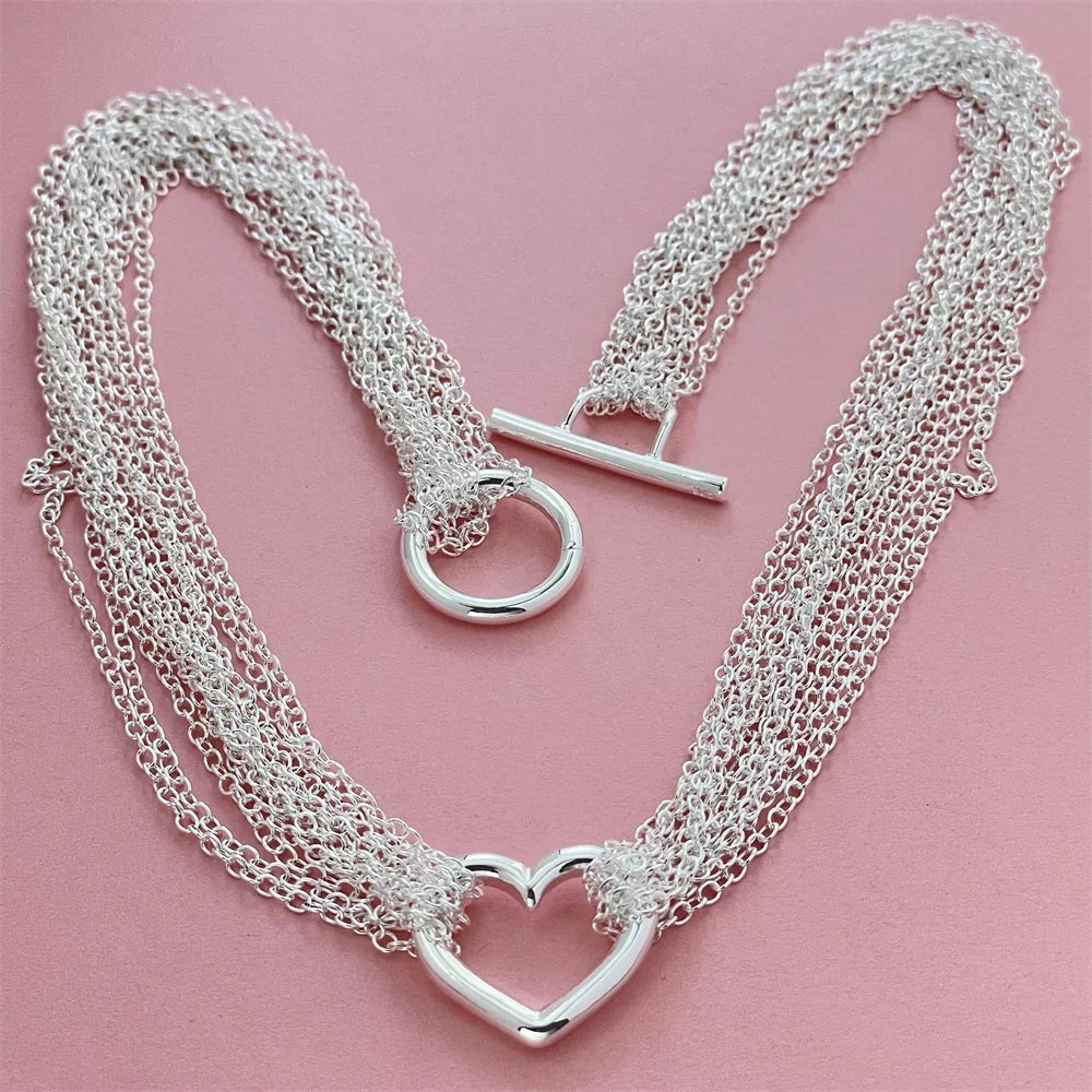 925 Sterling Silver Starfish Heart Pendant Necklace