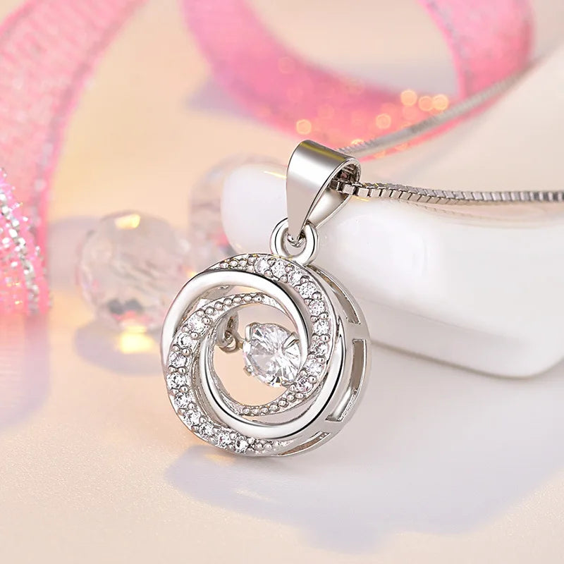 925 Sterling Silver Heart Pendant Necklace with AAA Zircon