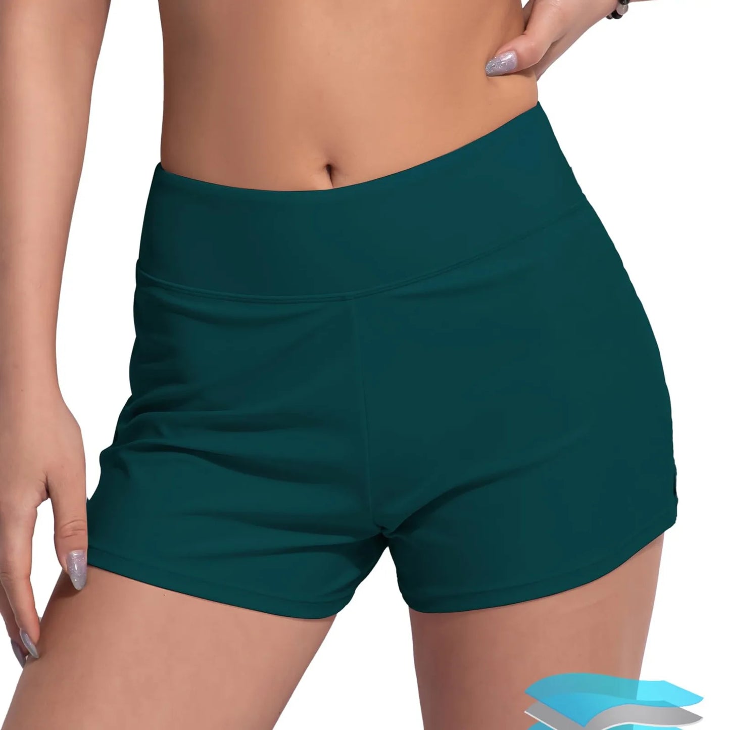 Women's High Waisted Swim Shorts – Tummy Control & Leakproof Design