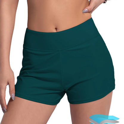 Women's High Waisted Swim Shorts – Tummy Control & Leakproof Design