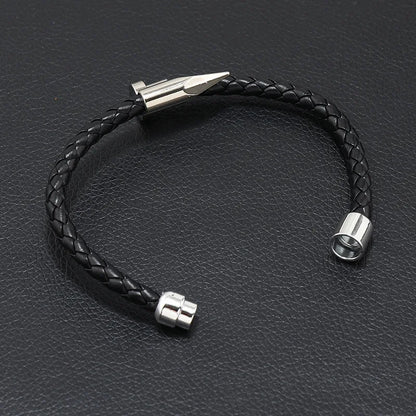 Nail Bullet Bracelet Alloy Magnet Buckle Men's Leather Rope Braided Bangle Handmade Bracelet