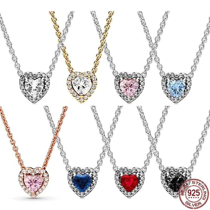 925 Sterling Silver Heart Pendant Necklace – Shining Zircon Charm