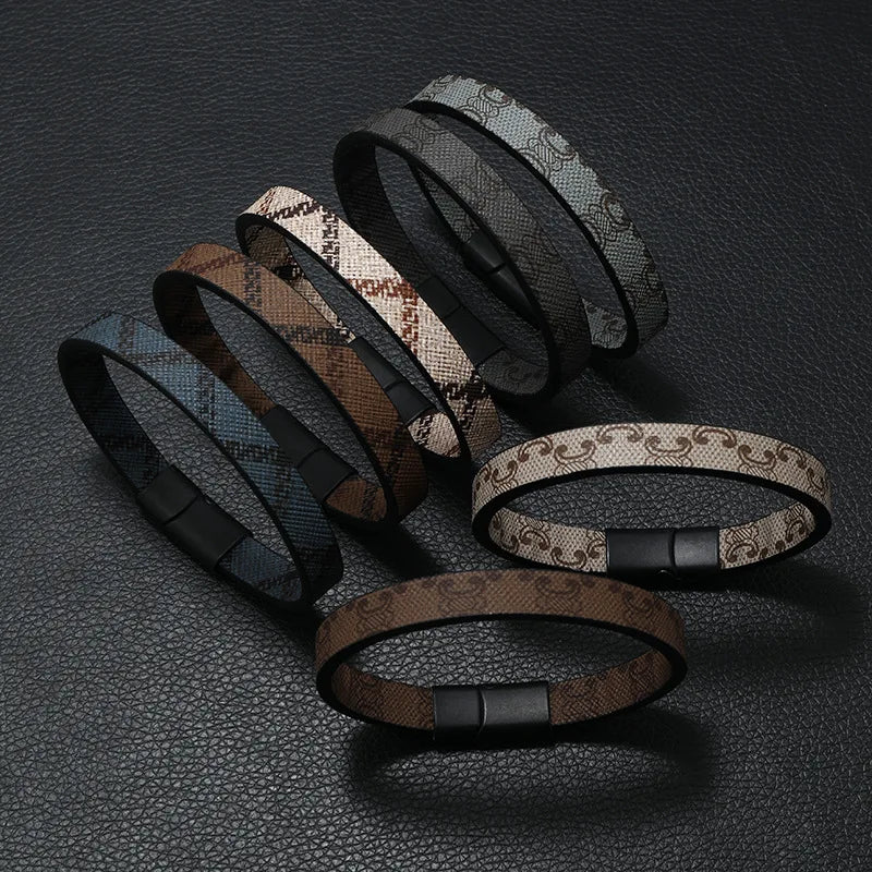 Trendy Leather Bracelets Men Stainless Steel Multilayer Braided Rope Bracelets for Male Jewelry