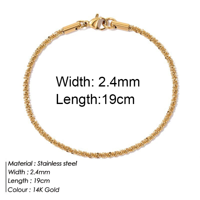 Gold Color Stainless Steel Twist Cuban Eternity Bracelet for Women