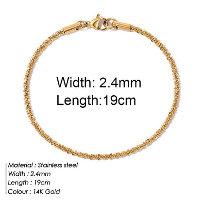 Gold Color Stainless Steel Twist Cuban Eternity Bracelet for Women