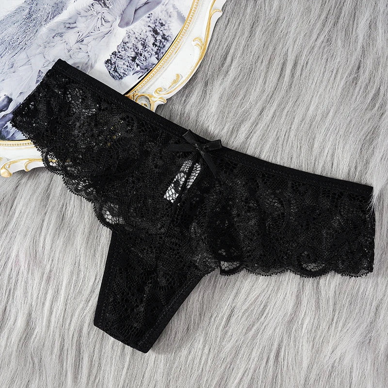 Comfortable & Transparent Women's Lace Thong Low Waist Panties