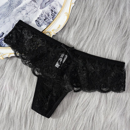 Comfortable & Transparent Women's Lace Thong Low Waist Panties