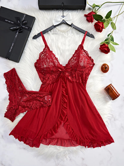 Alluring Lace Slip Dress - V-Neck Sleepwear & Underwear